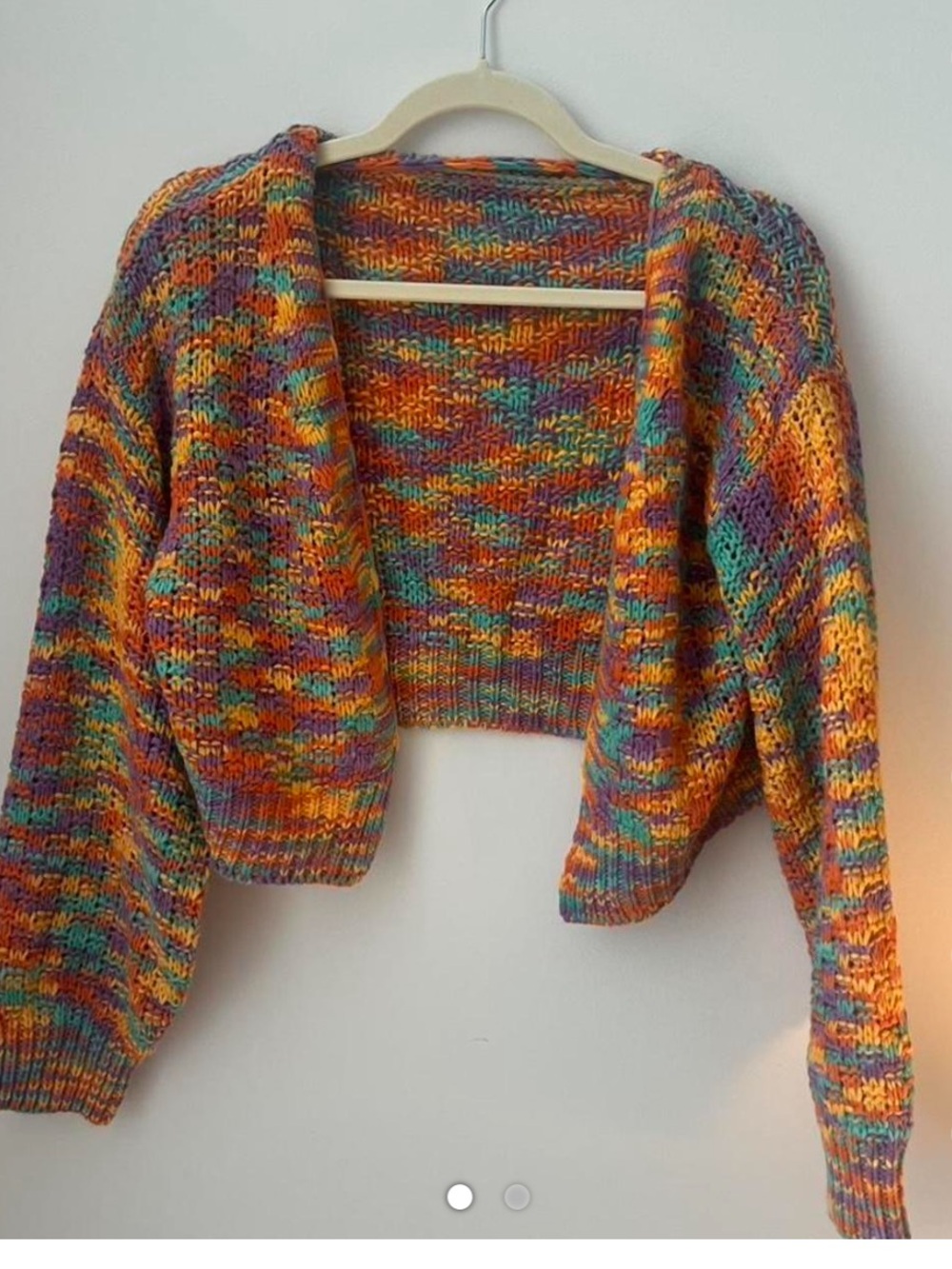 Multicolor Cropped Knit Cardigan Sweater